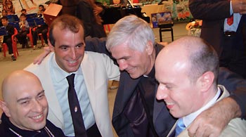 Ramia Osvaldo Ristuccia and Swami Roberto with Don Giovanni D'Ercole at Mulino Silla