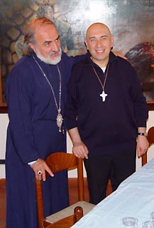 Swami Roberto Casarin with Archbishop Mgr Isidore Battikha