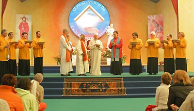 Father Anthony Elenjimittam with the ramirian monks and Swami Roberto