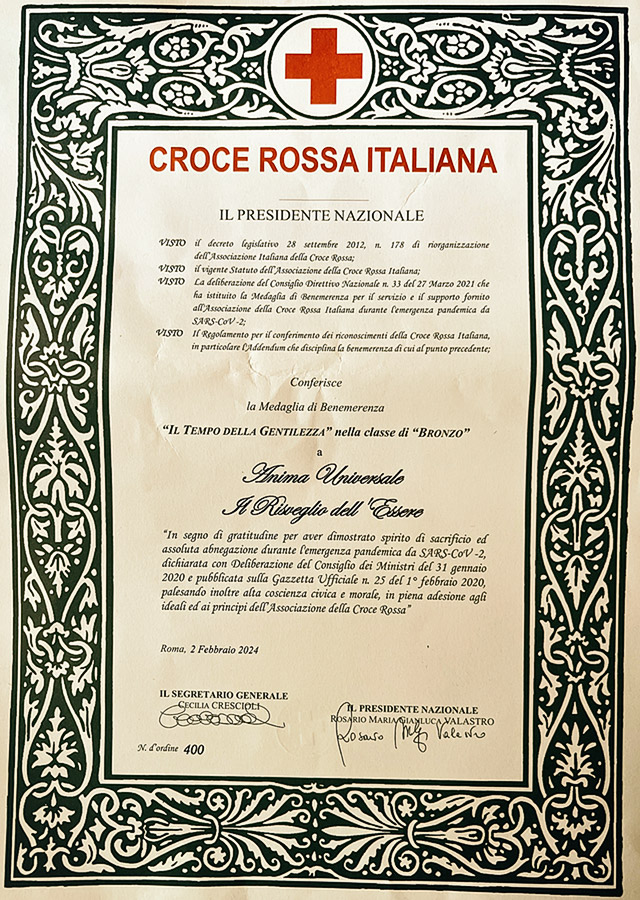 The award of the Italian Red Cross